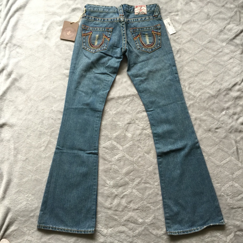 Y2K Vtg TRUE RELIGION Flare Low Rise Bobby Rainbow Cowgirl Jean NWT Retail $275 - Picture 6 of 15